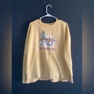Time and Tru Yellow Sweatshirt with Desert Scene